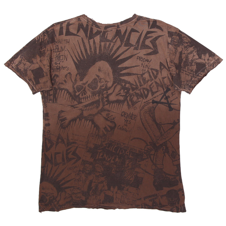 Y2K Mens Affliction Suicidal All Over Print T-Shirt