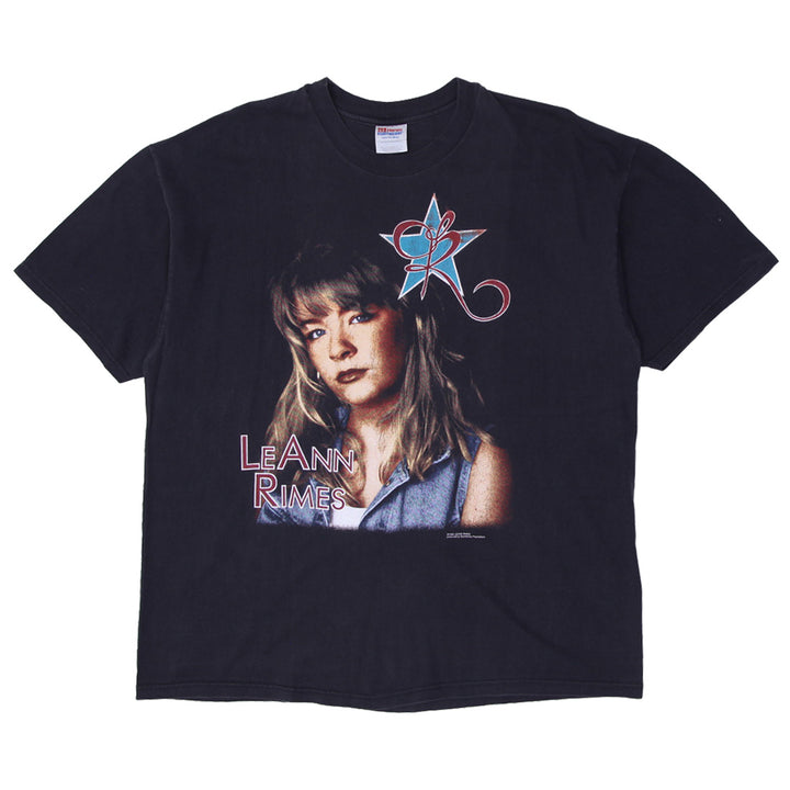 Vintage Mens Hanes LeAnn Rimes T-Shirt Black Graphic Music Tour