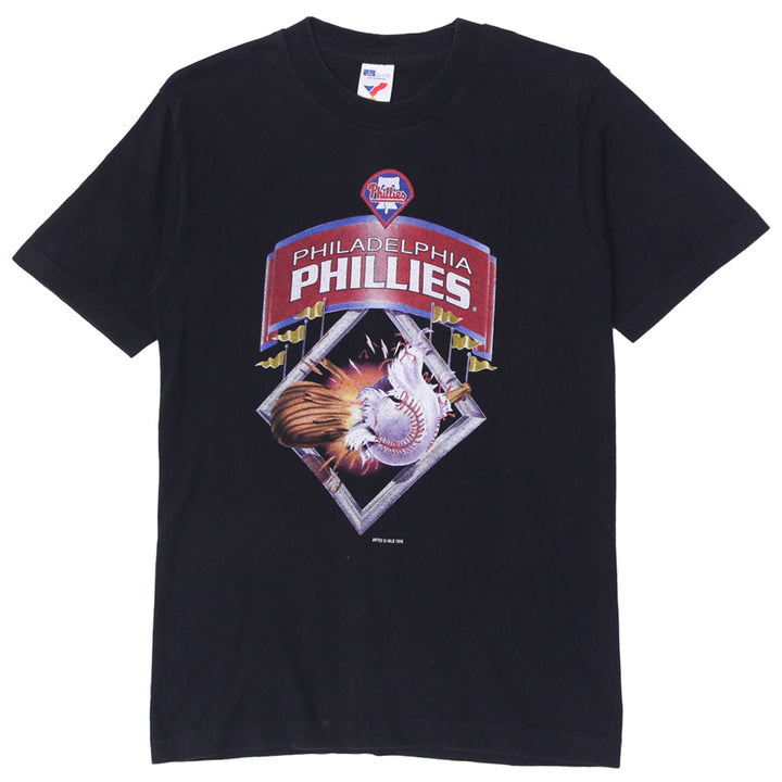 Vintage Youth Boys Artex Philadelphia Phillies T-Shirt Black MLB Graphic 1995
