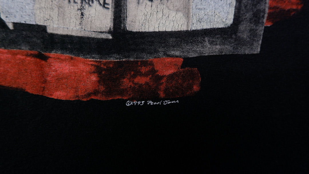 Vintage Mens Hanes Pearl Jam T-Shirt Black Graphic 90s Band Tour