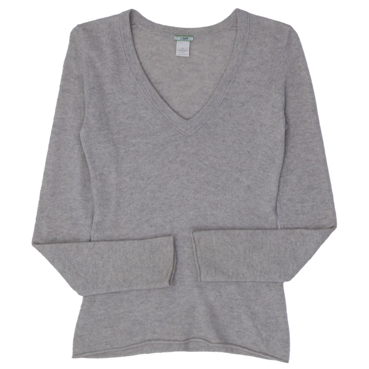 Ladies J.Crew Sweater Gray V-Neck Soft Knitwear Essential