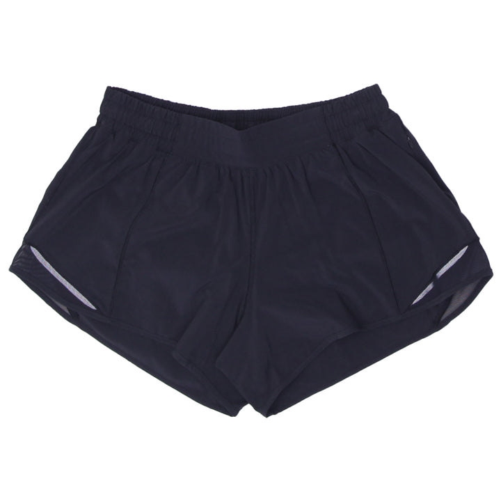 Ladies Lululemon Running Shorts Black Reflective Breathable Design