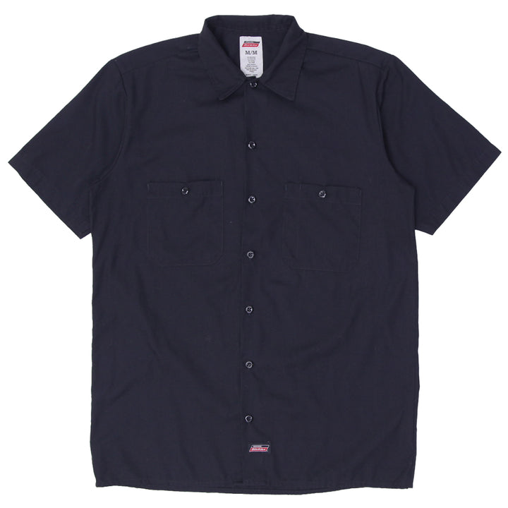 Mens Dickies Work Shirt Black Short Sleeve Casual Button Up