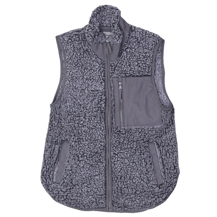 Ladies Abercrombie & Fitch Gray Full Zip Fuzzy Fleece Vest
