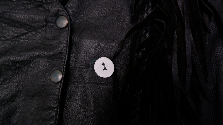 Vintage Ladies Dream Apparel Fringe Leather Vest Black Biker | Migration_Vests - Detail View | Fashion Rerun