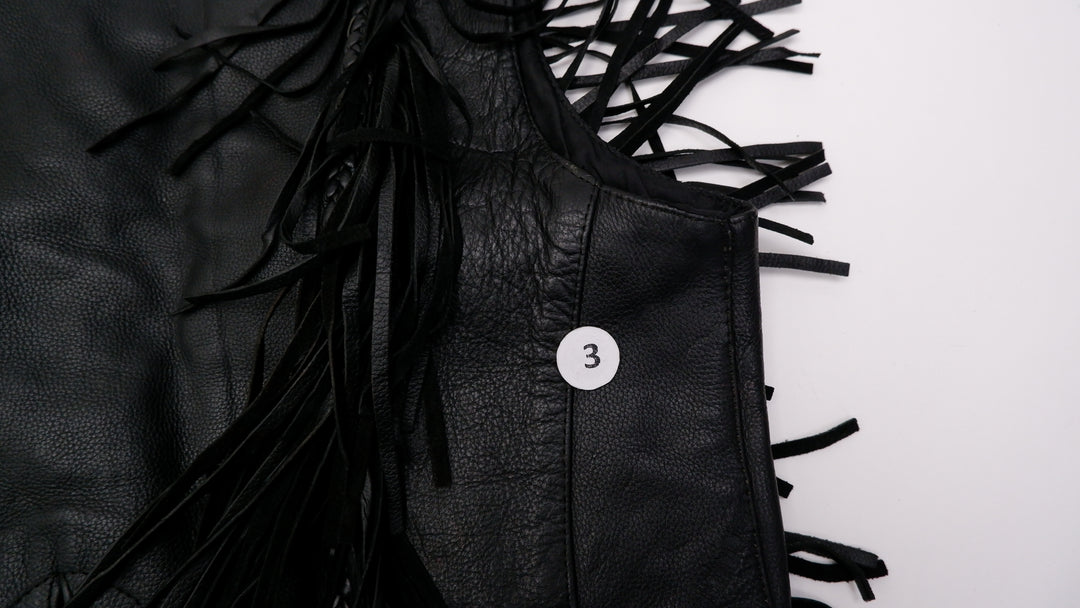Vintage Ladies Dream Apparel Fringe Leather Vest Black Biker | Migration_Vests - View 6 | Fashion Rerun