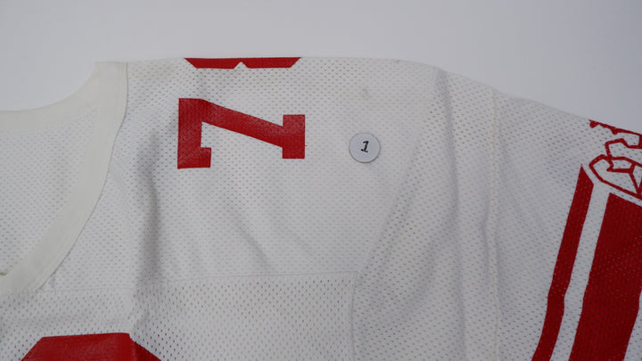 Vintage Mens Russell Athletic Jersey White Red Graphic American Football