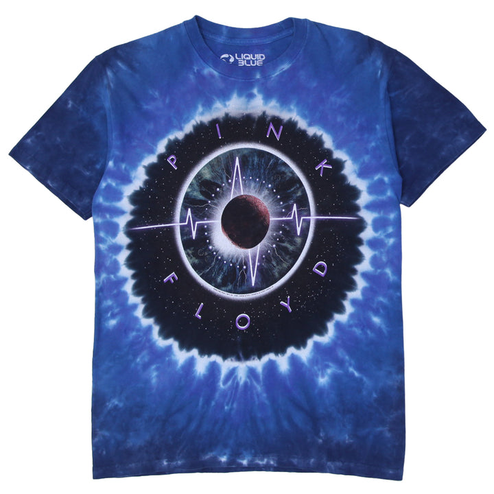 Mens Liquid Blue Pink Floyd Tie Dye T-Shirt Blue Graphic Band