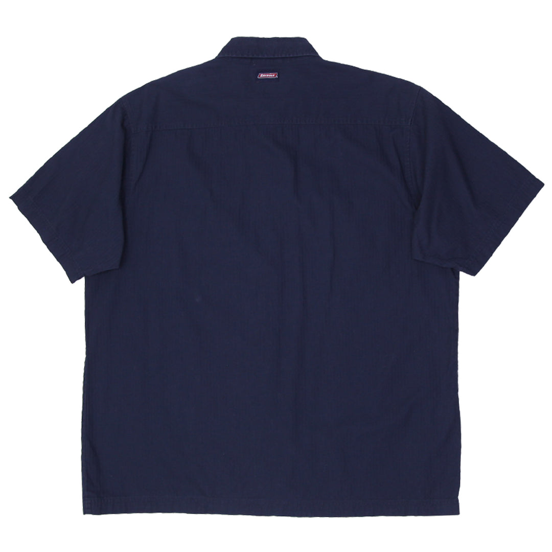 Mens Genuine Dickies Shirt Navy Blue Short Sleeves Casual
