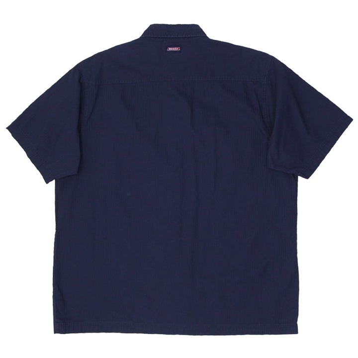 Mens Genuine Dickies Shirt Navy Blue Short Sleeves Casual
