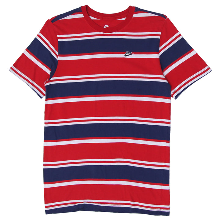 Mens The Nike Tee Embroidered Nike Logo Striped T-Shirt
