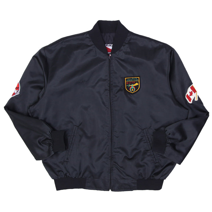 Vintage Mens Canada Sportswear Bomber Jacket Black Embroidered Patches | Migration_Jacket UAENAT20 | Fashion Rerun