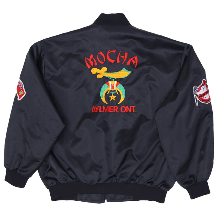 Vintage Mens Canada Sportswear Bomber Jacket Black Embroidered Patches | Migration_Jacket UAENAT20 - Side Vie | Fashion Rerun