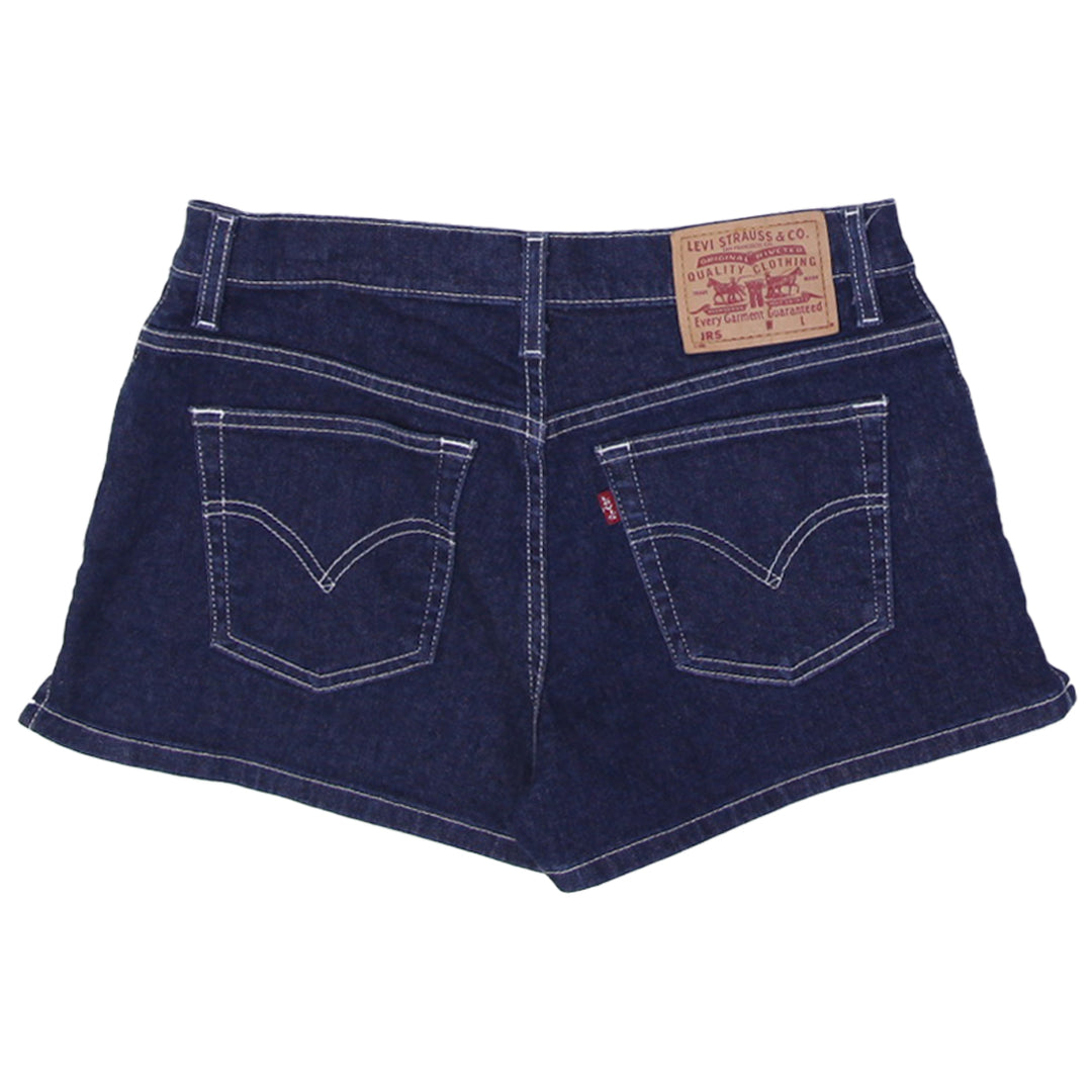 Vintage Youth Girls Levi's 3701 Denim Shorts Dark Blue High Waist | Migration_Shorts - Side View | Fashion Rerun