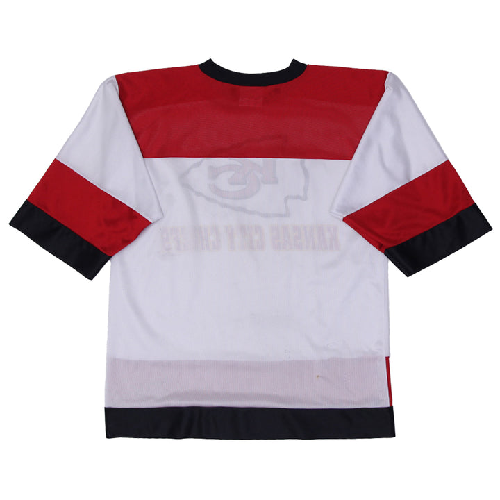 Vintage Mens Logo Athletic Kansas City Chiefs Jersey Red White NFL Football