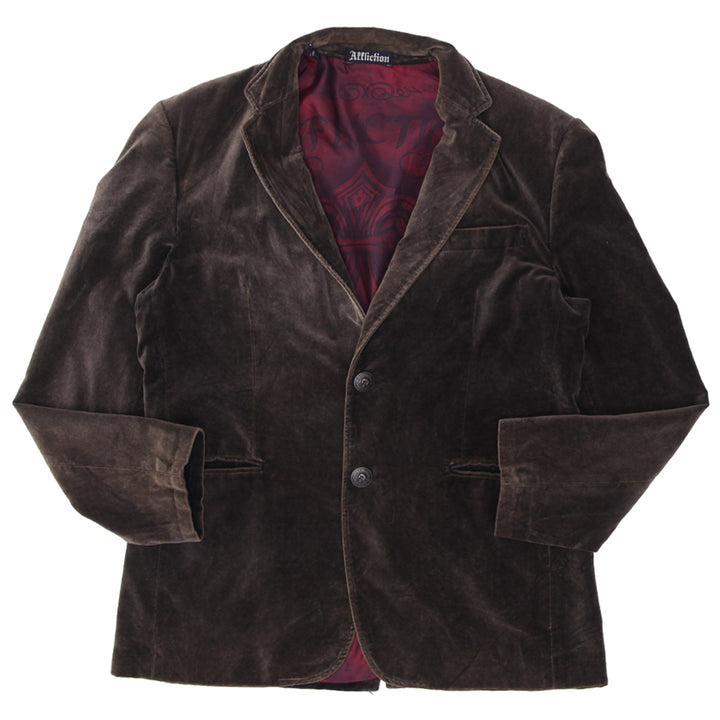 Y2K Mens Affliction Blazer Jacket Red Label Velvet Casual Sport Coat Lined
