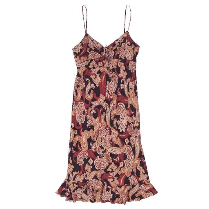 Y2K Ladies Strappy Paisley Print Dress