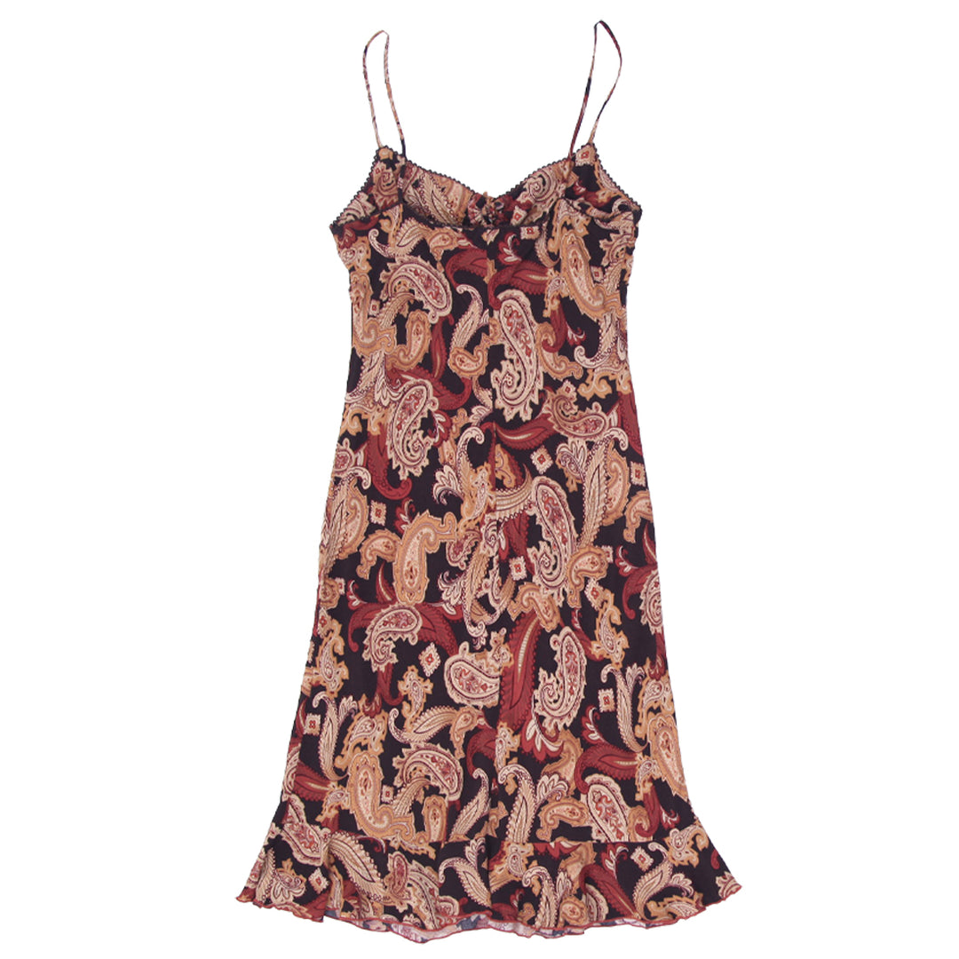 Y2K Ladies Strappy Paisley Print Dress