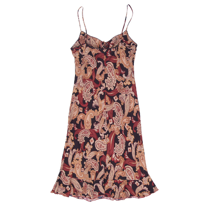 Y2K Ladies Strappy Paisley Print Dress