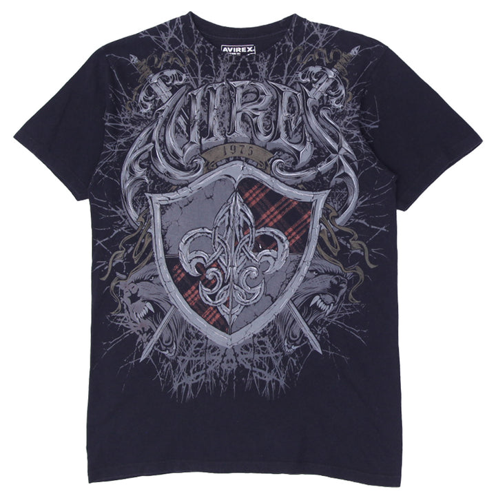 Y2K Avirex Black Graphic Crewneck T-Shirt