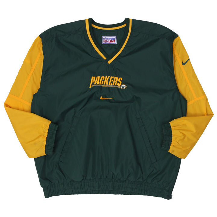 Vintage Mens Nike Green Bay Packers Jacket Green Yellow Reversible NFL