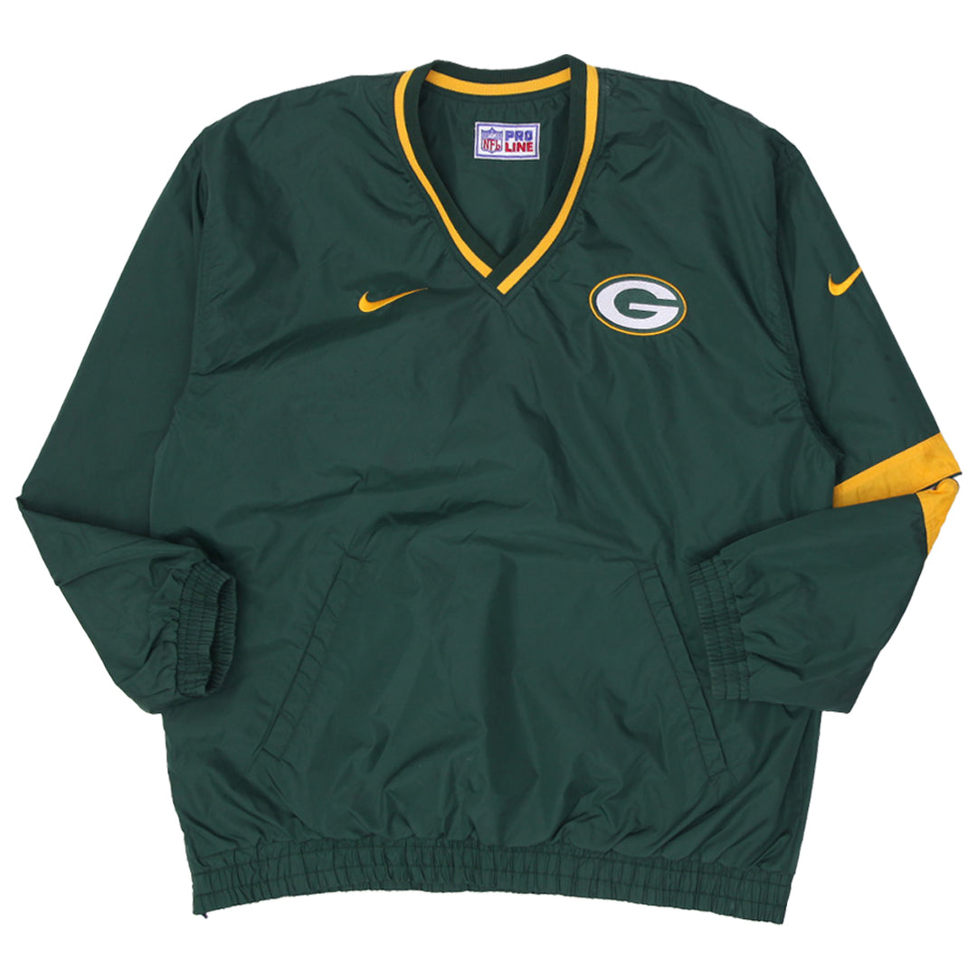 Vintage Mens Nike Green Bay Packers Jacket Green Yellow Reversible NFL