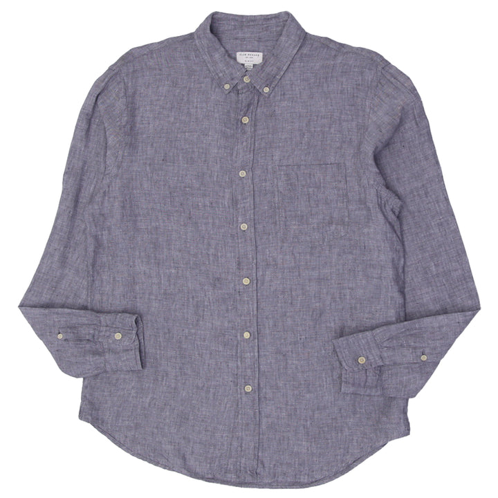 Mens Club Monaco Slim Fit 100% Linen Long Sleeve Shirt