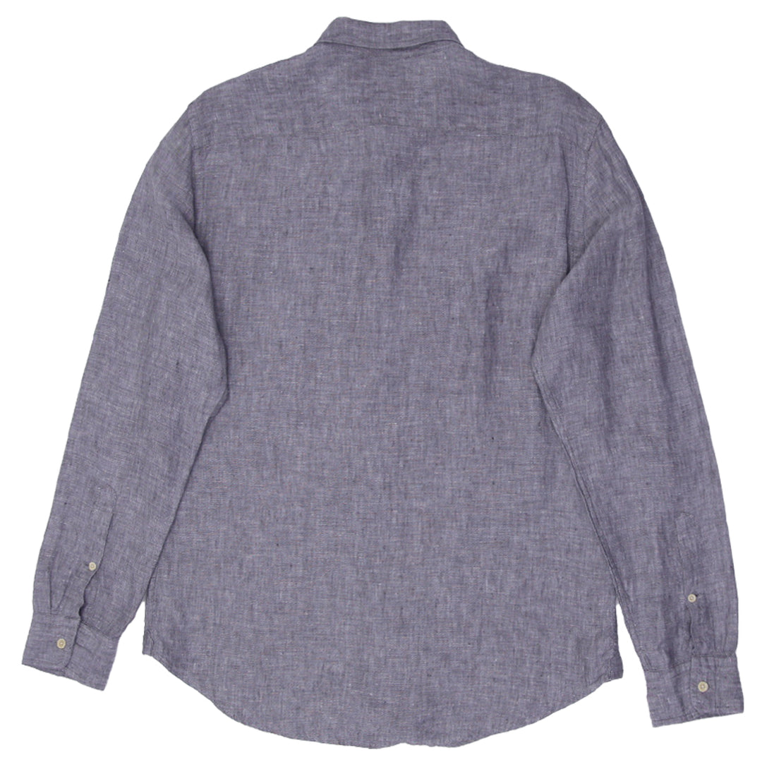 Mens Club Monaco Slim Fit 100% Linen Long Sleeve Shirt