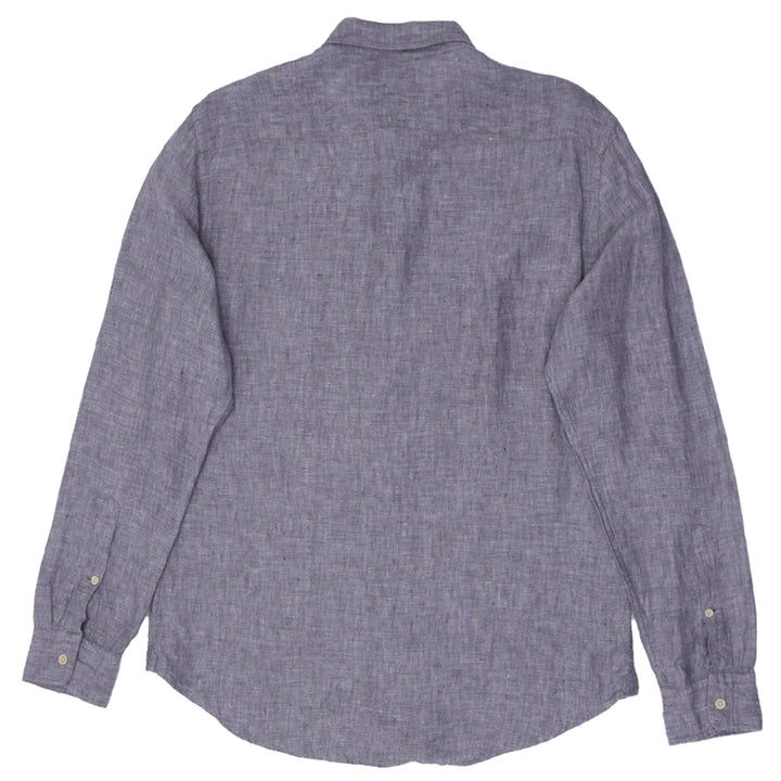 Mens Club Monaco Slim Fit 100% Linen Long Sleeve Shirt