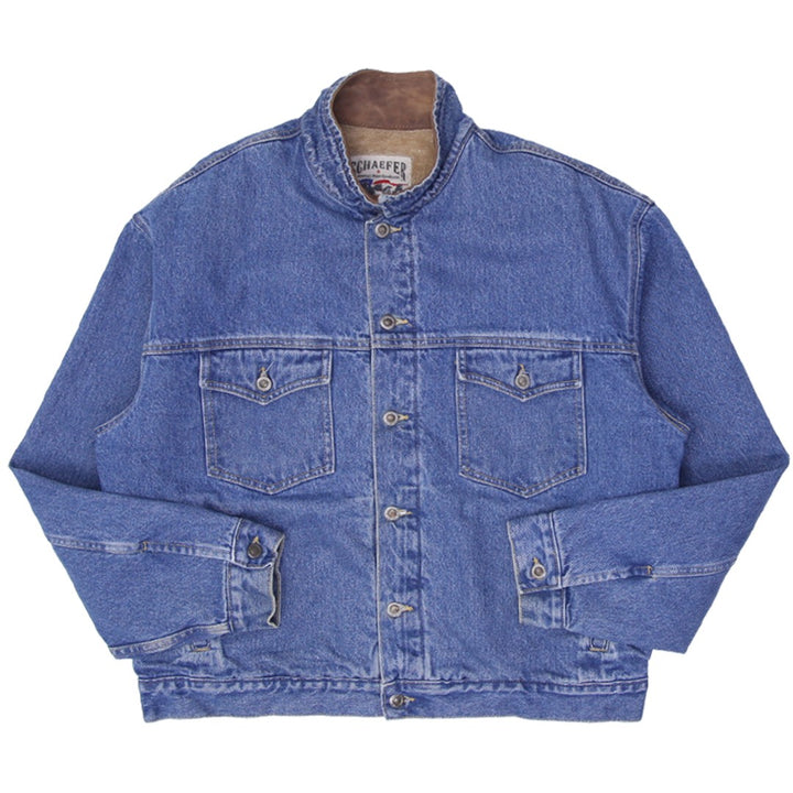 Vintage Mens Schaefer Ranchwear Denim Jacket Blue Button Front