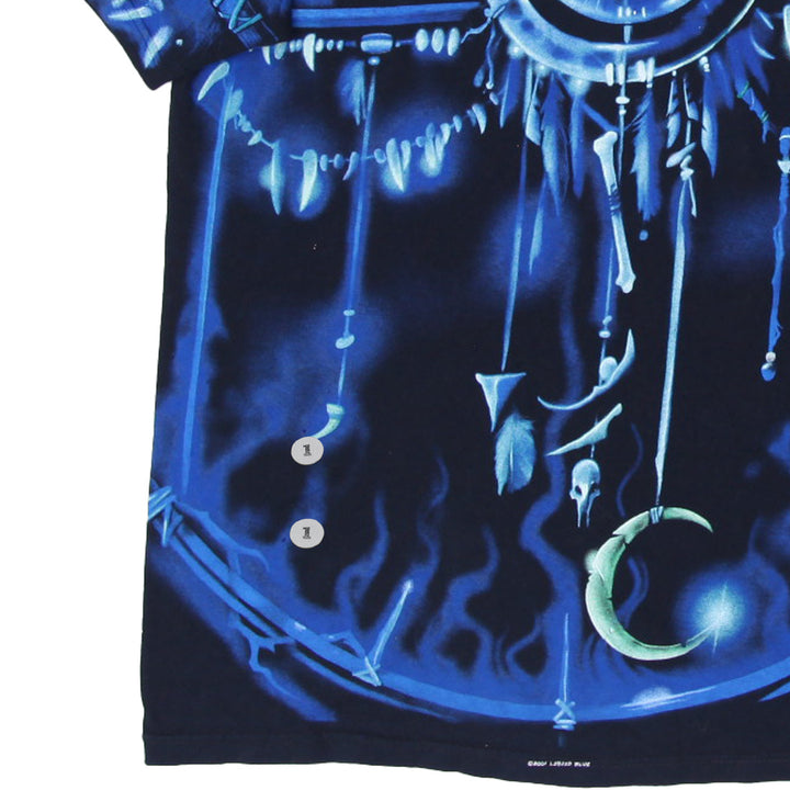 Vintage Mens Liquid Blue T-Shirt Graphic Wolf Blue Nature Inspired