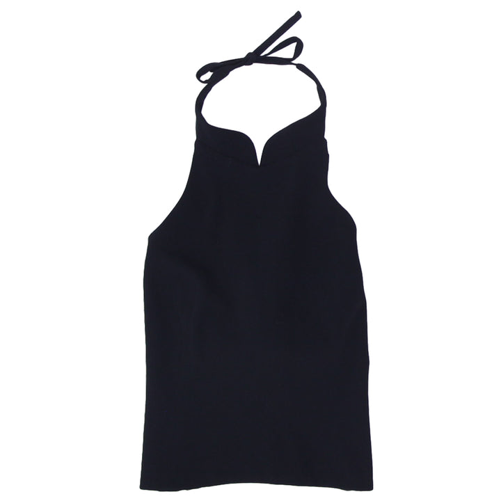 Y2K Ladies Black Halter Back Tie Top