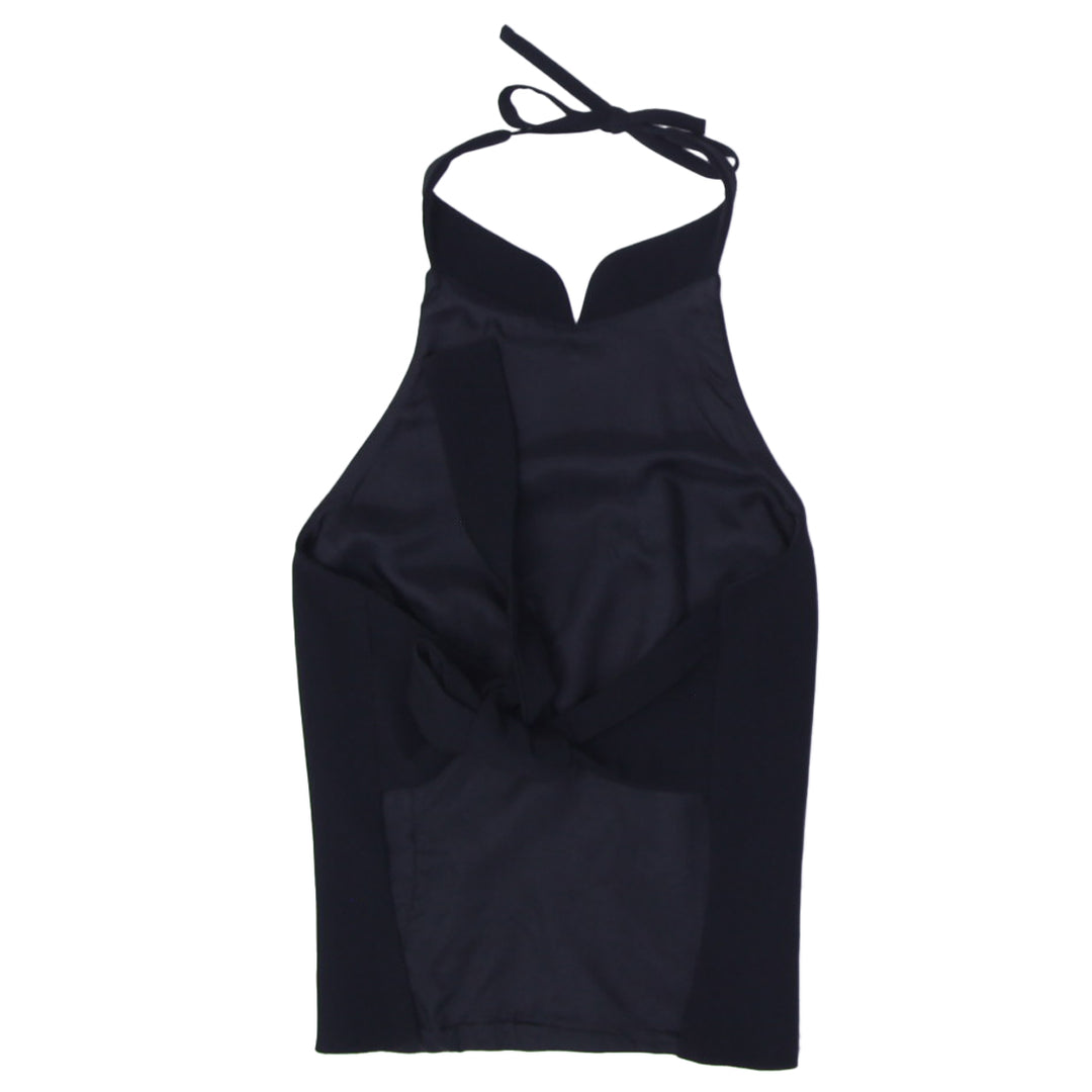 Y2K Ladies Black Halter Back Tie Top