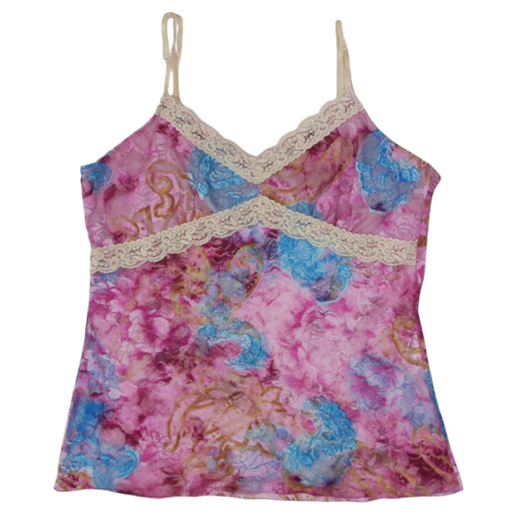 Y2K Ladies Strappy Mesh Lace Floral Top