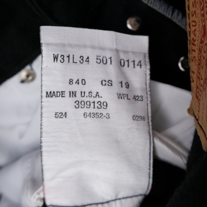 Vintage Mens Levi's 501 Black Jeans Straight Fit Denim