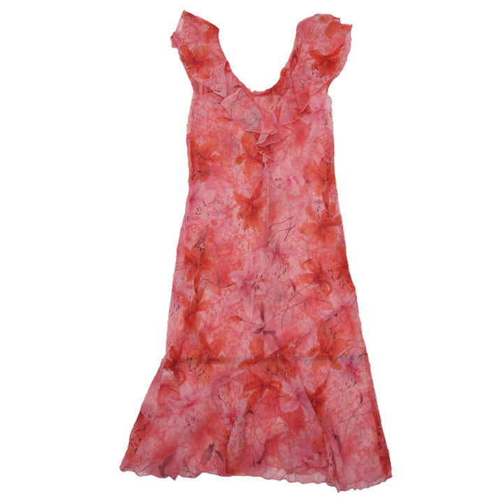 Y2K Ladies V-Neck Ruffle Sleeve See Through Sheer Dress