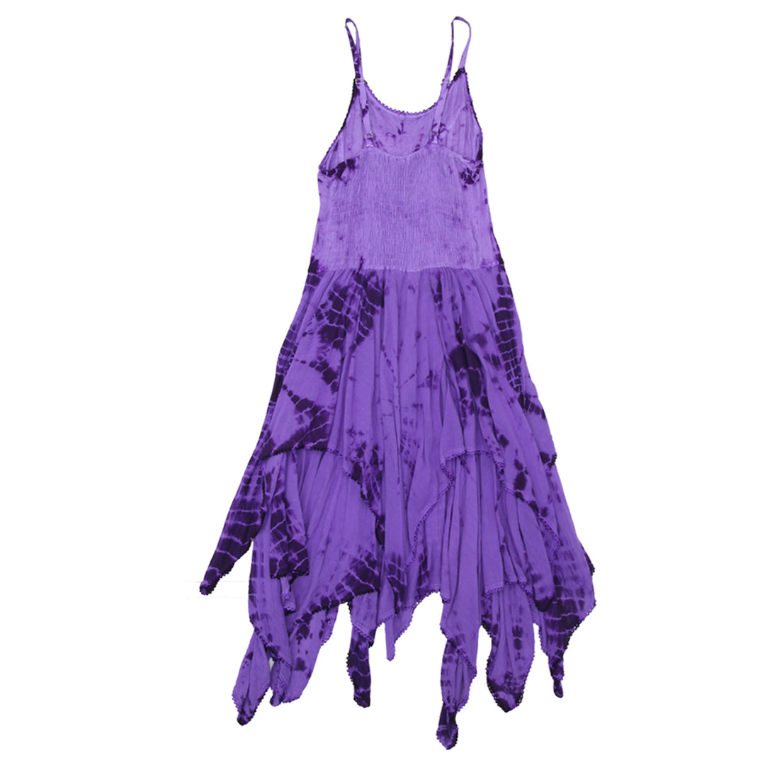 Y2K Ladies Tie Dye Strappy Layered Hanky Hem Dress