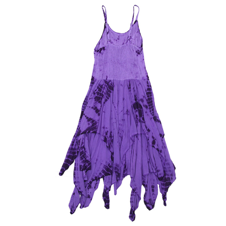 Y2K Ladies Tie Dye Strappy Layered Hanky Hem Dress