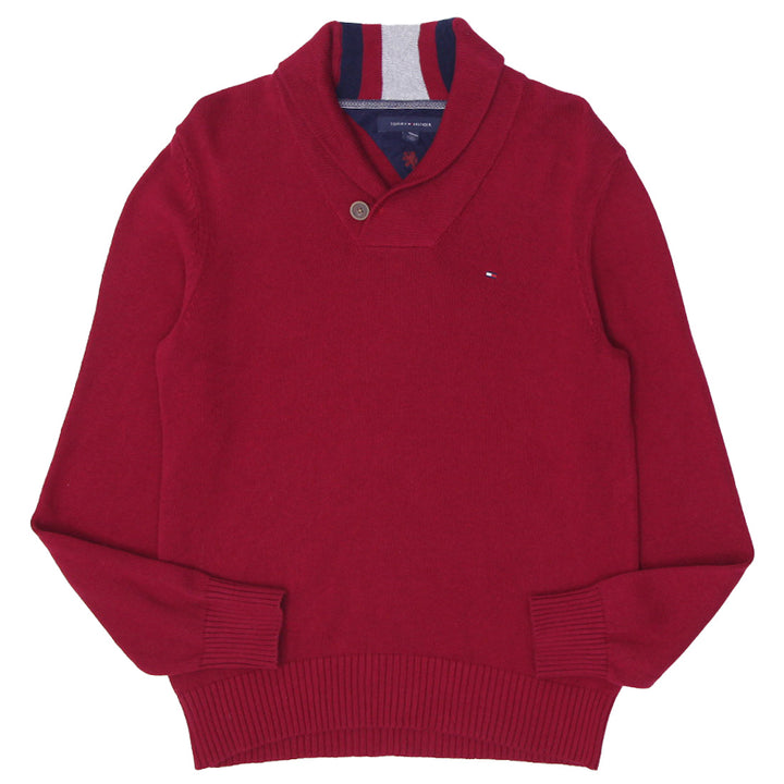 Mens Tommy Hilfiger Sweater Red Shawl Collar Knitwear