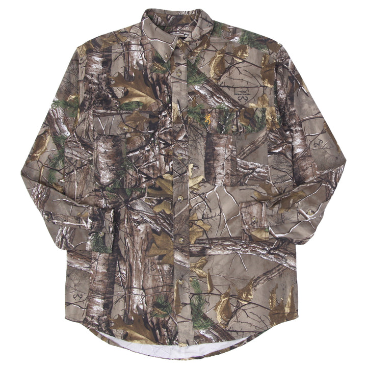 Mens Browning Realtree Camo Button Long Sleeve Shirt
