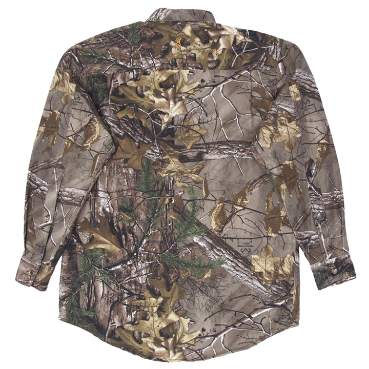 Mens Browning Realtree Camo Button Long Sleeve Shirt