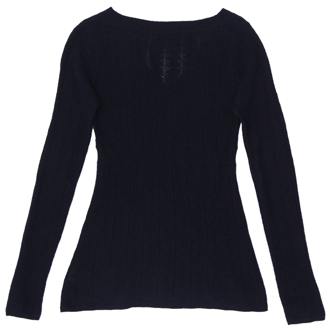 Ladies Michael Kors Black V-Neck 100% Cashmere Sweater