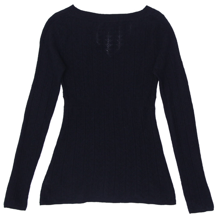 Ladies Michael Kors Black V-Neck 100% Cashmere Sweater