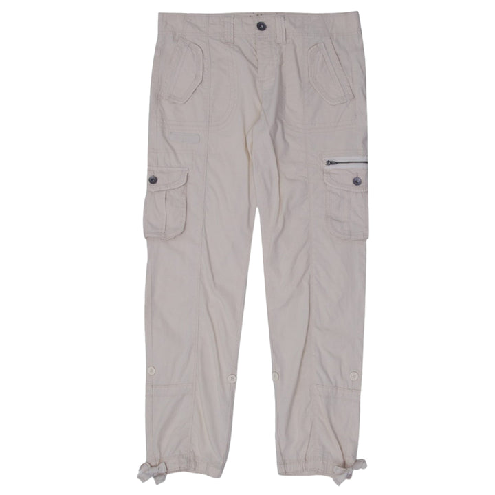 Ladies Calvin Klein Cargo Pants Beige Cotton Pockets Lightweight Retro