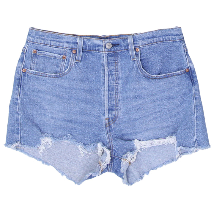 Ladies Levis 501  Denim Shorts Button Fly High Waisted Hem Casual