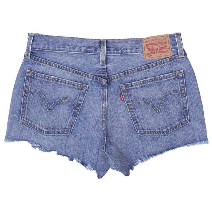 Ladies Levis 501 Denim Shorts Blue Button Fly High Waist
