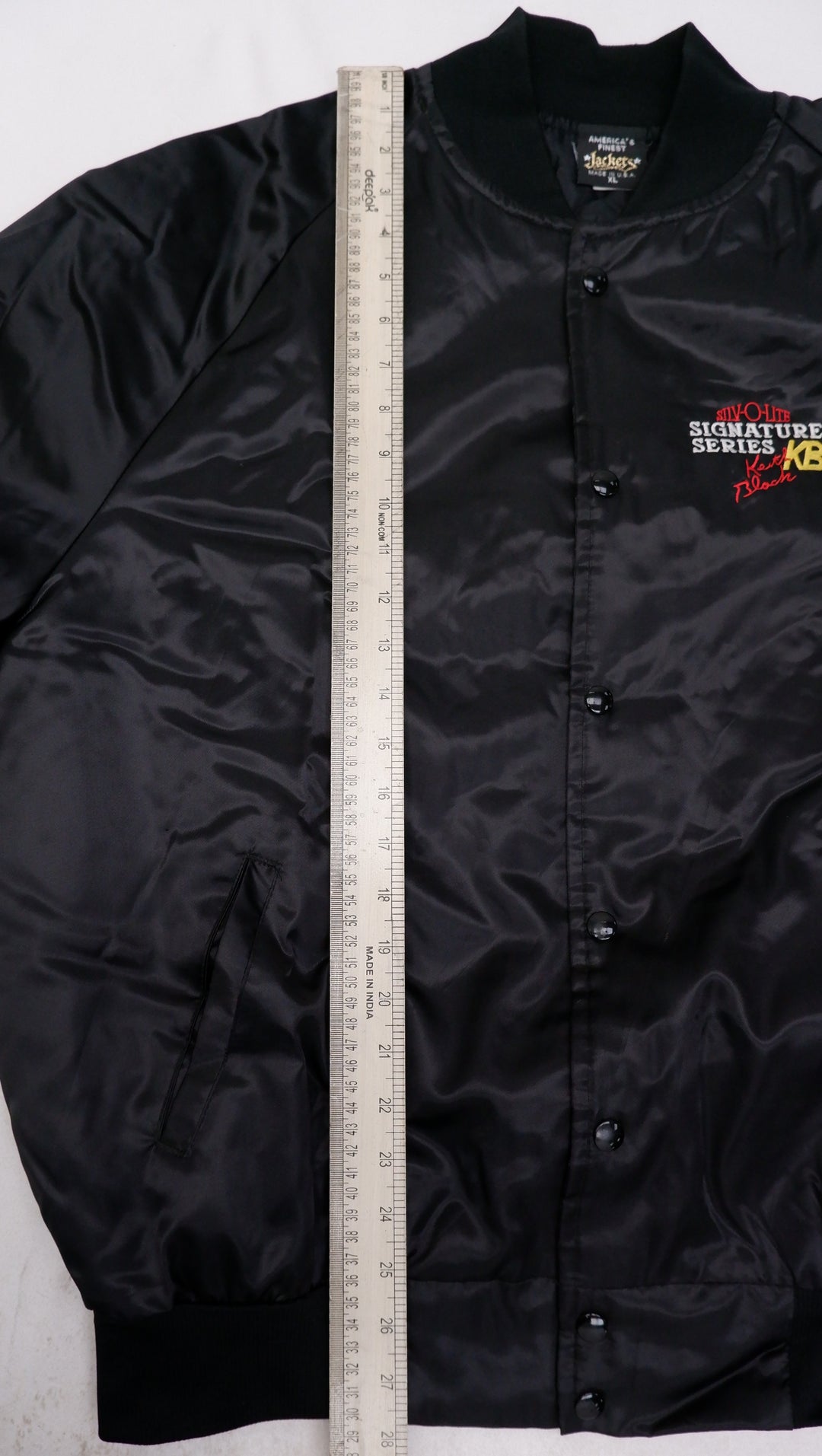 Vintage Mens America's Finest Signature Series Jacket Black Embroidered Racing