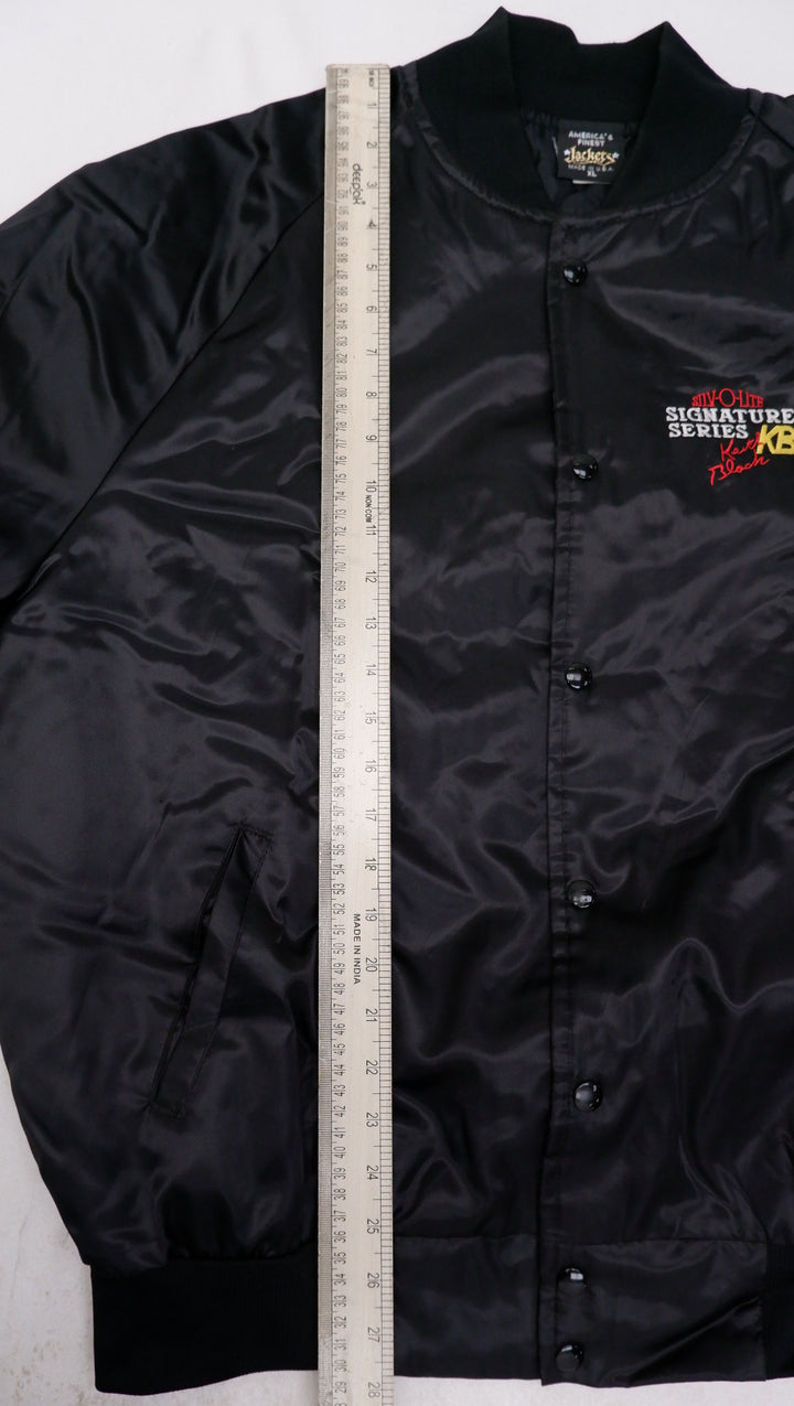 Vintage Mens America's Finest Signature Series Jacket Black Embroidered Racing