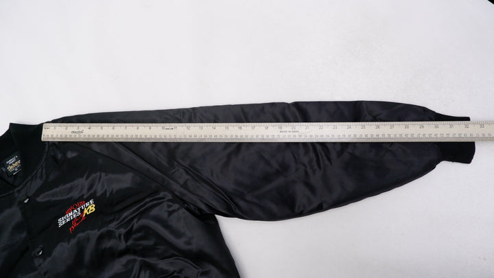 Vintage Mens America's Finest Signature Series Jacket Black Embroidered Racing