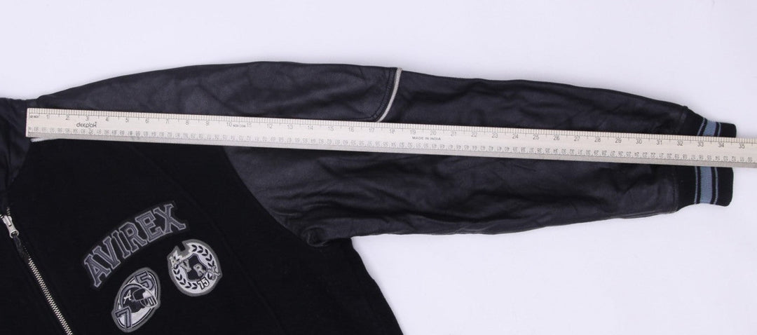 Vintage Mens Avirex Reversible Varsity Jacket Black Leather Patchwork | Migration_Jackets UAENAT20 - View 10 | Fashion Rerun